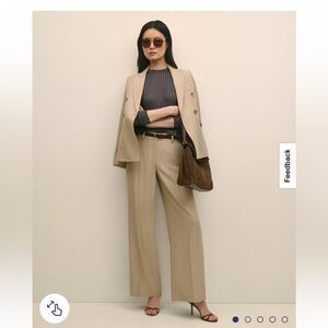 Brooks Brothers Tan Wool Pleated Wide Leg Trousers